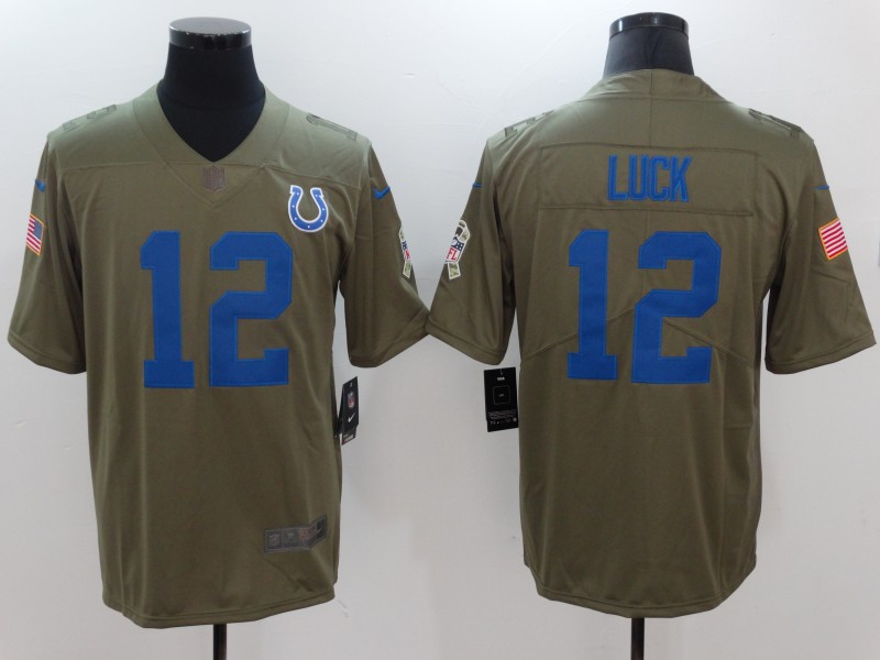 Men Indianapolis Colts #12 Luck Nike Olive Salute To Service Limited NFL Jerseys->los angeles rams->NFL Jersey